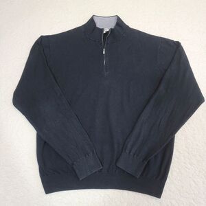 Peter Millar Sweater Men's XL Golf 1/4 Zip Pullover Black Silk Blend